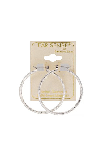 EarSense 35mm Silver Faceted Click Hoops - Life Pharmacy St Lukes