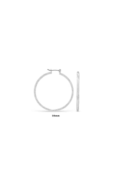 EarSense 35mm Silver Faceted Click Hoops - Life Pharmacy St Lukes