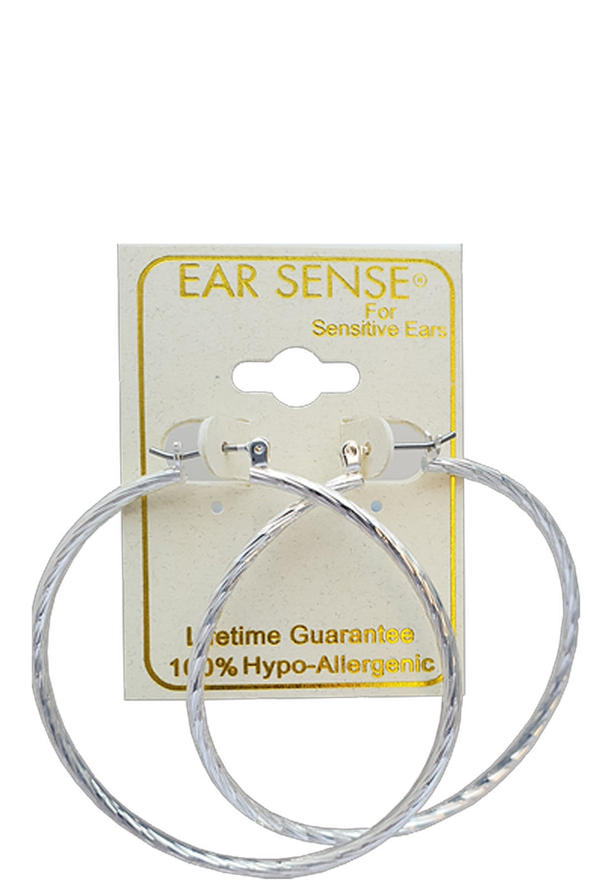 EarSense FR236-3 Faceted Hoop Silver 50mm - Life Pharmacy St Lukes