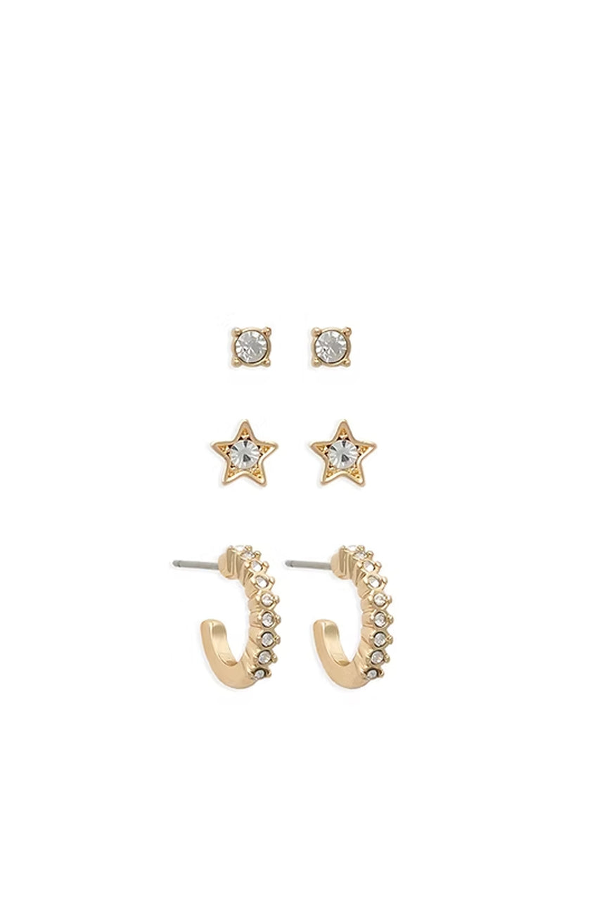 EarSense Gold Cubic Zirconia, Star, Crystal Hoop Trio - Life Pharmacy St Lukes
