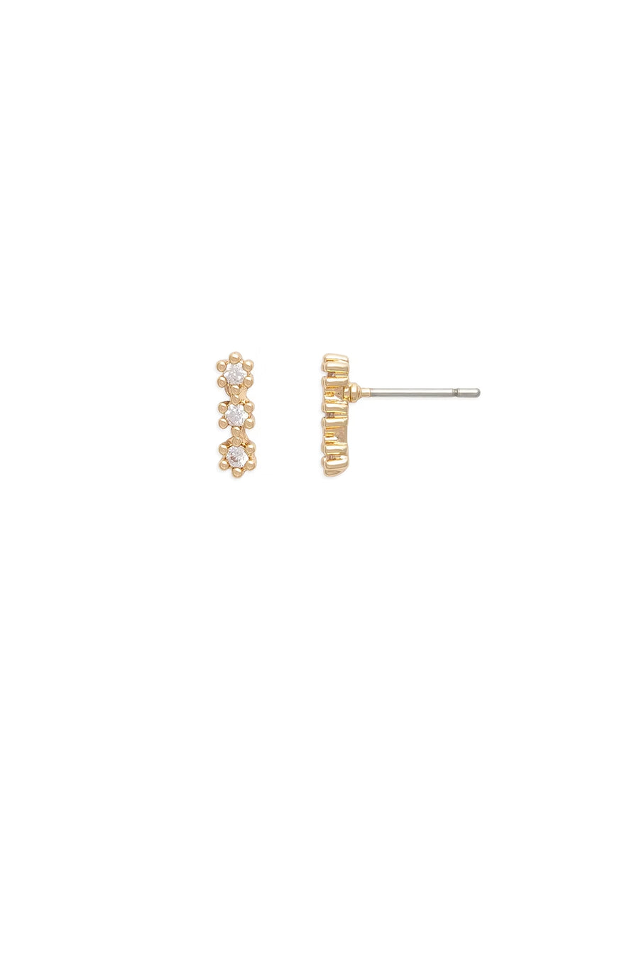 EarSense Triple Cubic Zirconia Post Stud Gold - Life Pharmacy St Lukes