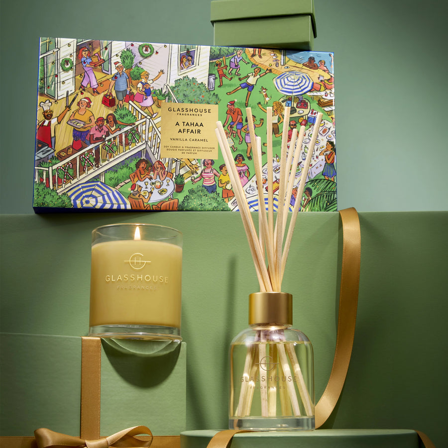 GLASSHOUSE FRAGRANCES Candle & Diffuser Set - A Tahaa affair