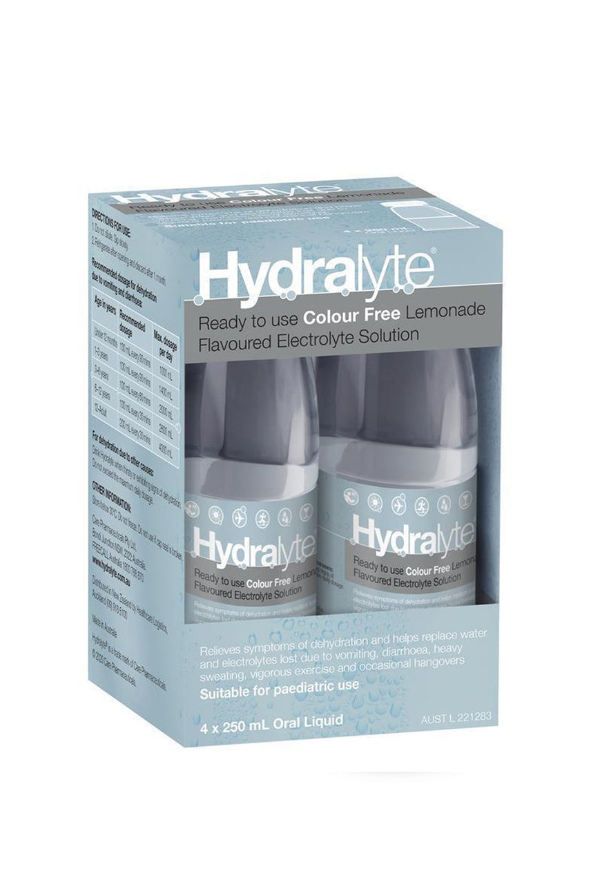 HYDRALYTE Liquid Colour Free Lemonade 250ml 4 Pack - Life Pharmacy St Lukes