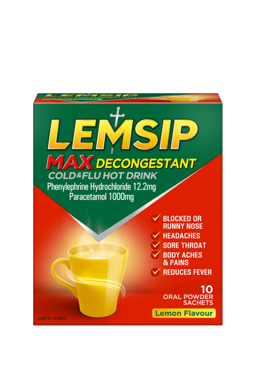 LEMSIP Max Cold & Flu Hot Drink Lemon 10 - Life Pharmacy St Lukes