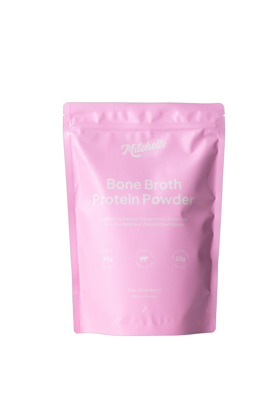 MITCHELLS Bone Broth Protein Powder Strawberry 500g - Life Pharmacy St Lukes