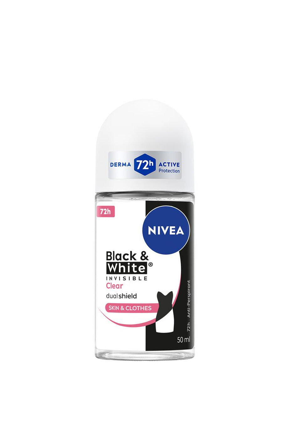 NIVEA Women Deodorant Roll On Black & White Invisible Clear 50ml - Life Pharmacy St Lukes