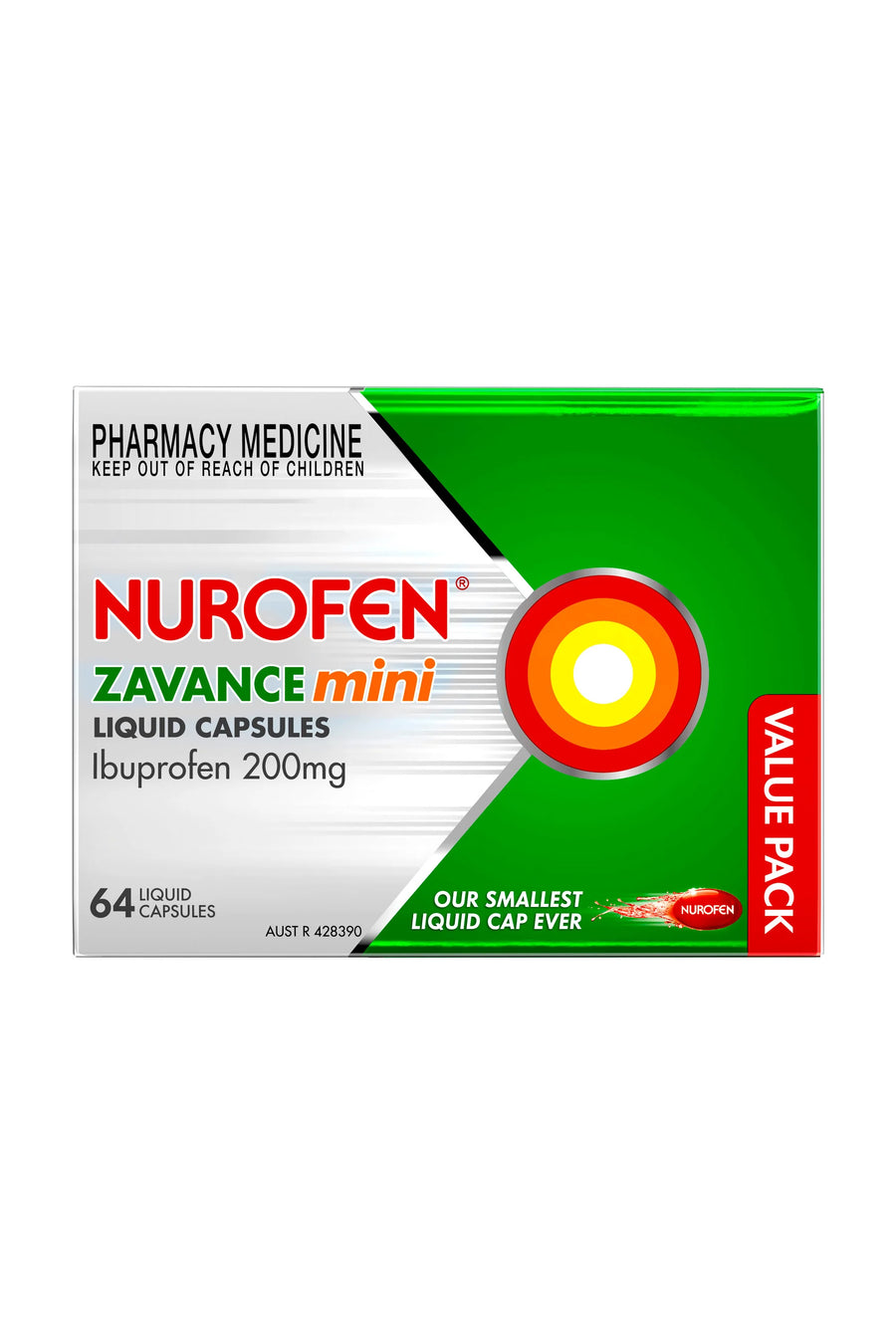 NUROFEN Zavance Mini Liquid Caps 64s - Life Pharmacy St Lukes