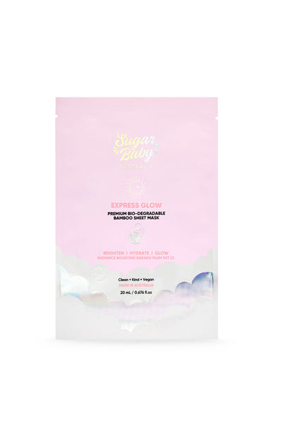 SUGAR BABY EXPRESS Glow Sheet Biodegradable Bamboo Mask 20ml - Life Pharmacy St Lukes