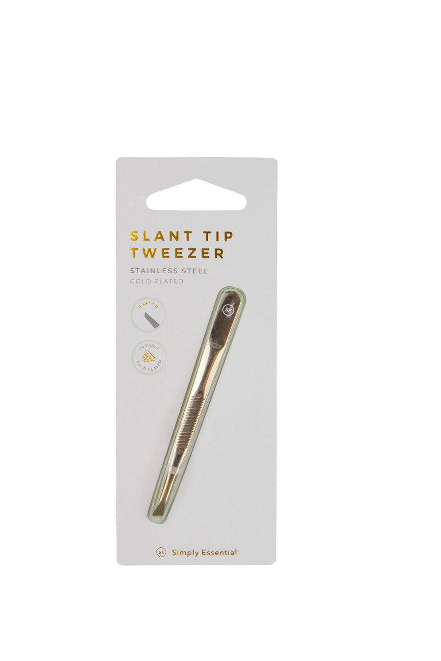 SIMPLY ESSENTIAL 20-2606 Tweezer Slant Tip Gold - Life Pharmacy St Lukes