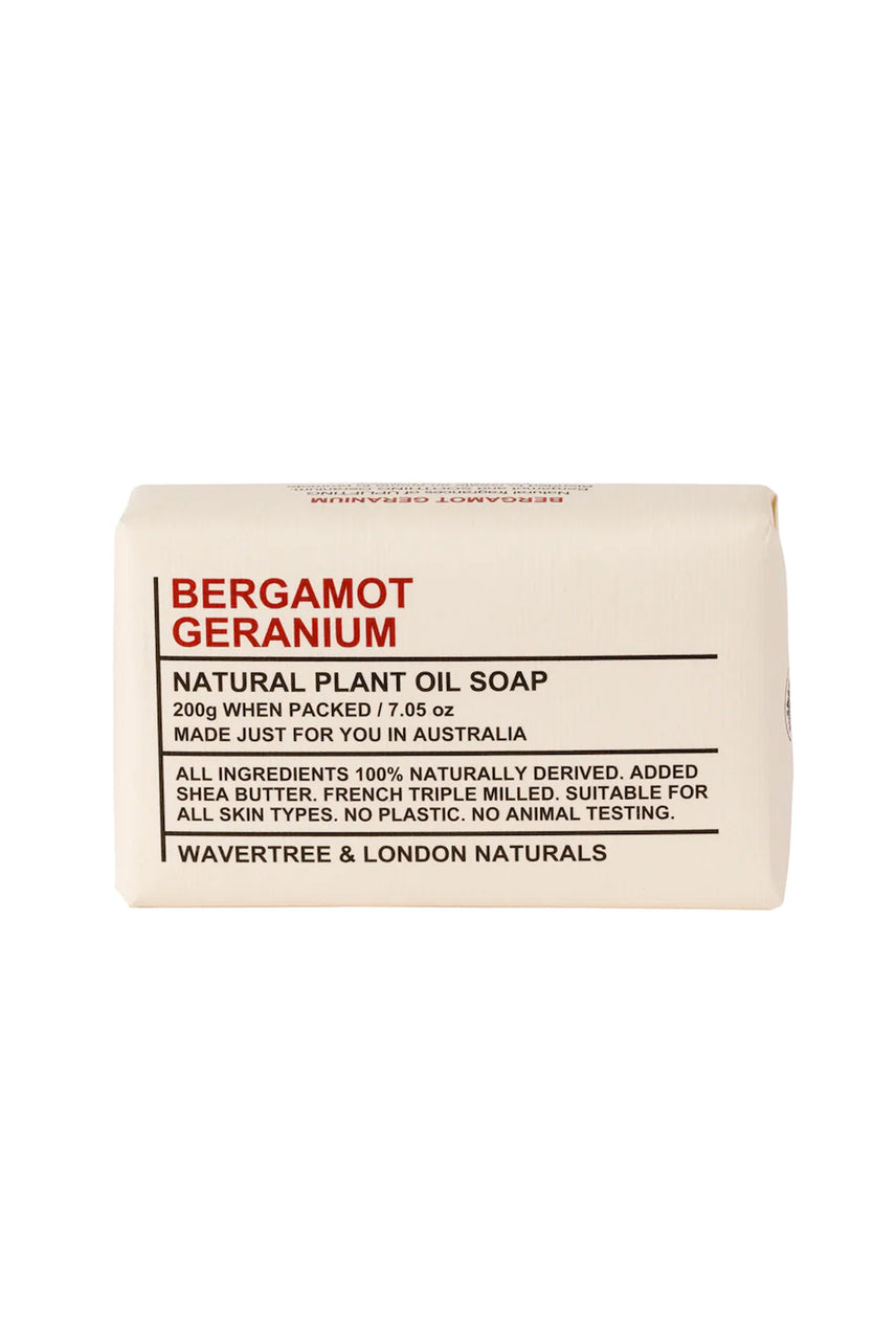 WAVERTREE & LONDON Soap Natural Bergamot and Geranium Soap Bar 200g - Life Pharmacy St Lukes