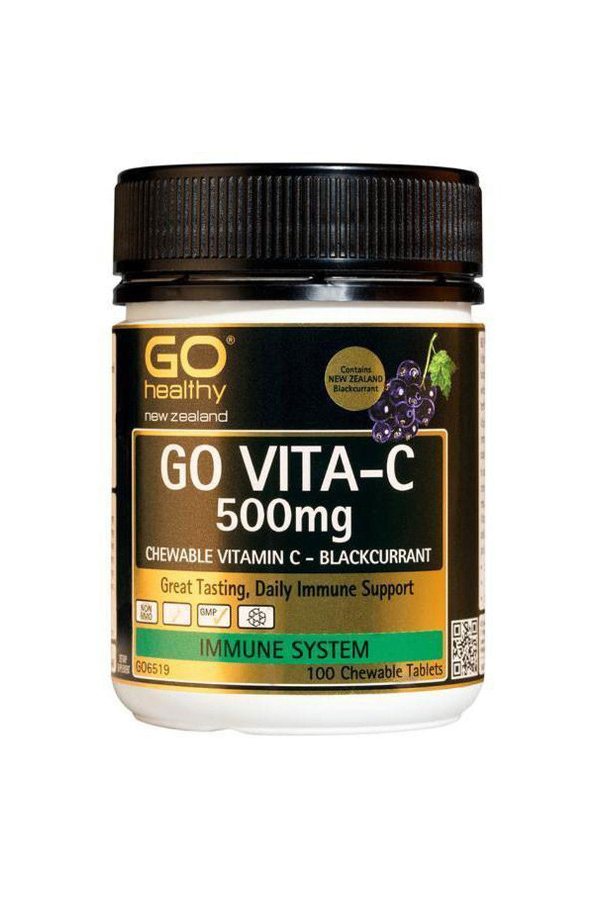 GO HEALTHY Vita-C 500mg Blackcurrant 100 Chewable Tabs - Life Pharmacy St Lukes