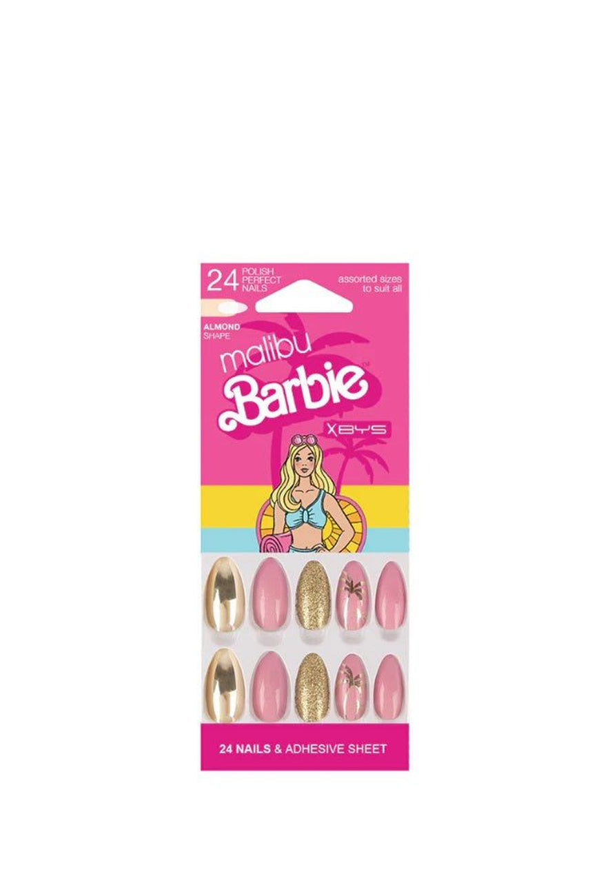 BARBIE Press On Nails Malibu Gold Party in Pink - Life Pharmacy St Lukes