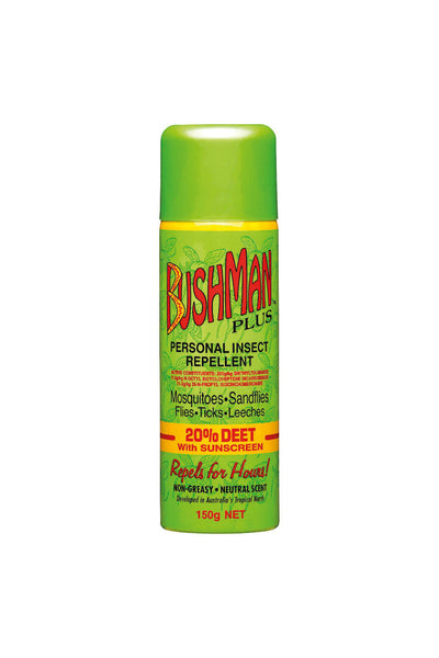 BUSHMAN Plus Aerosol 20% DEET + Sunscreen 150g - Life Pharmacy St Lukes