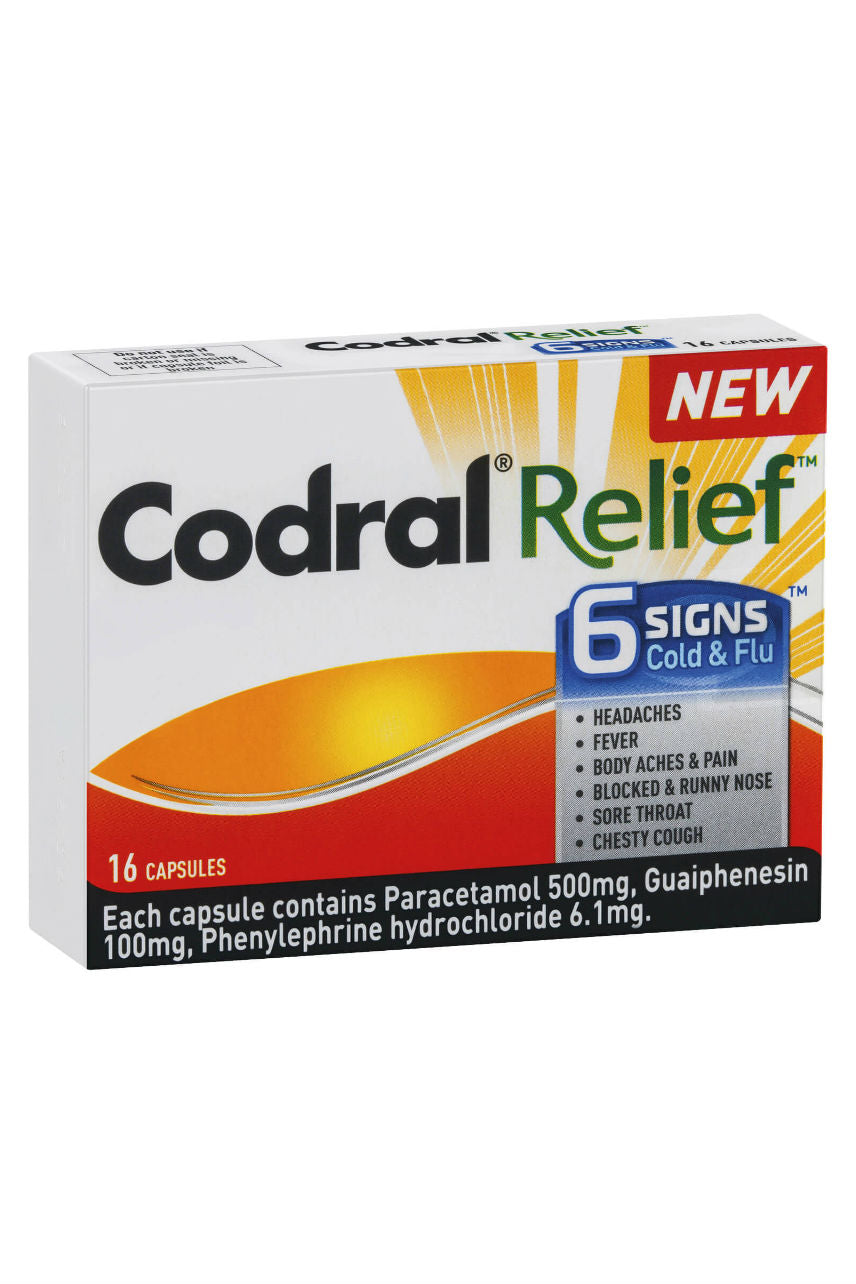 CODRAL Relief 6 Signs Cold & Flu Caps 16 - Life Pharmacy St Lukes