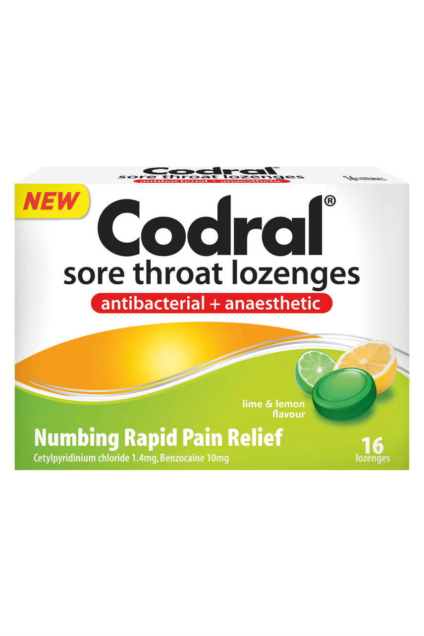 CODRAL Sore Throat Lozenge Lime & Lemon 16 - Life Pharmacy St Lukes