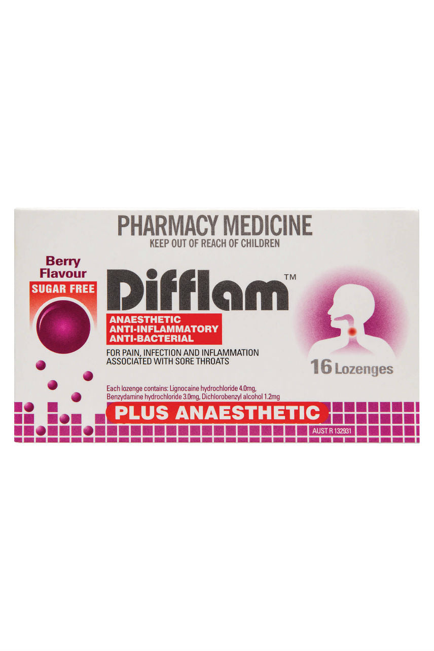 DIFFLAM Lozenge Plus Anaesthetic Berry 16s - Life Pharmacy St Lukes