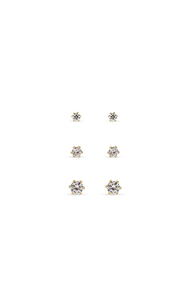EarSense FA624 Gold Cubic Zirconia Trio - 2mm, 3mm, 4mm - Life Pharmacy St Lukes