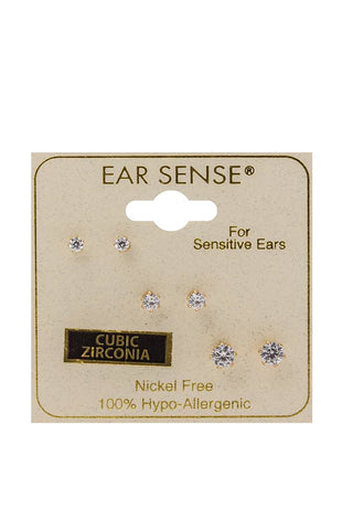 EarSense FA624 Gold Cubic Zirconia Trio - 2mm, 3mm, 4mm - Life Pharmacy St Lukes