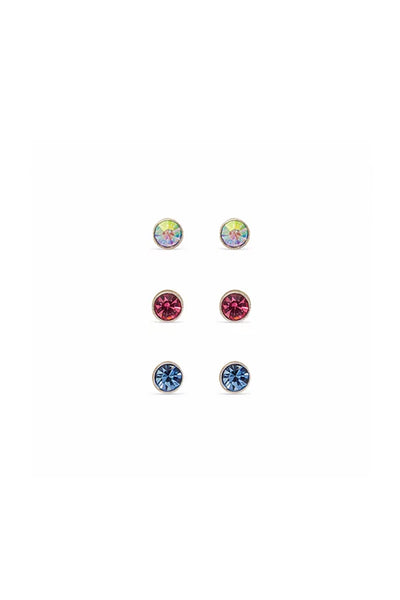EarSense FC707-9 Crystal/ Pink/ Blue on Silver Stud Trio - Life Pharmacy St Lukes