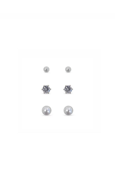 EarSense FC702 Large Silver Ball, Cubic Zirconia & Pearl Trio - Life Pharmacy St Lukes