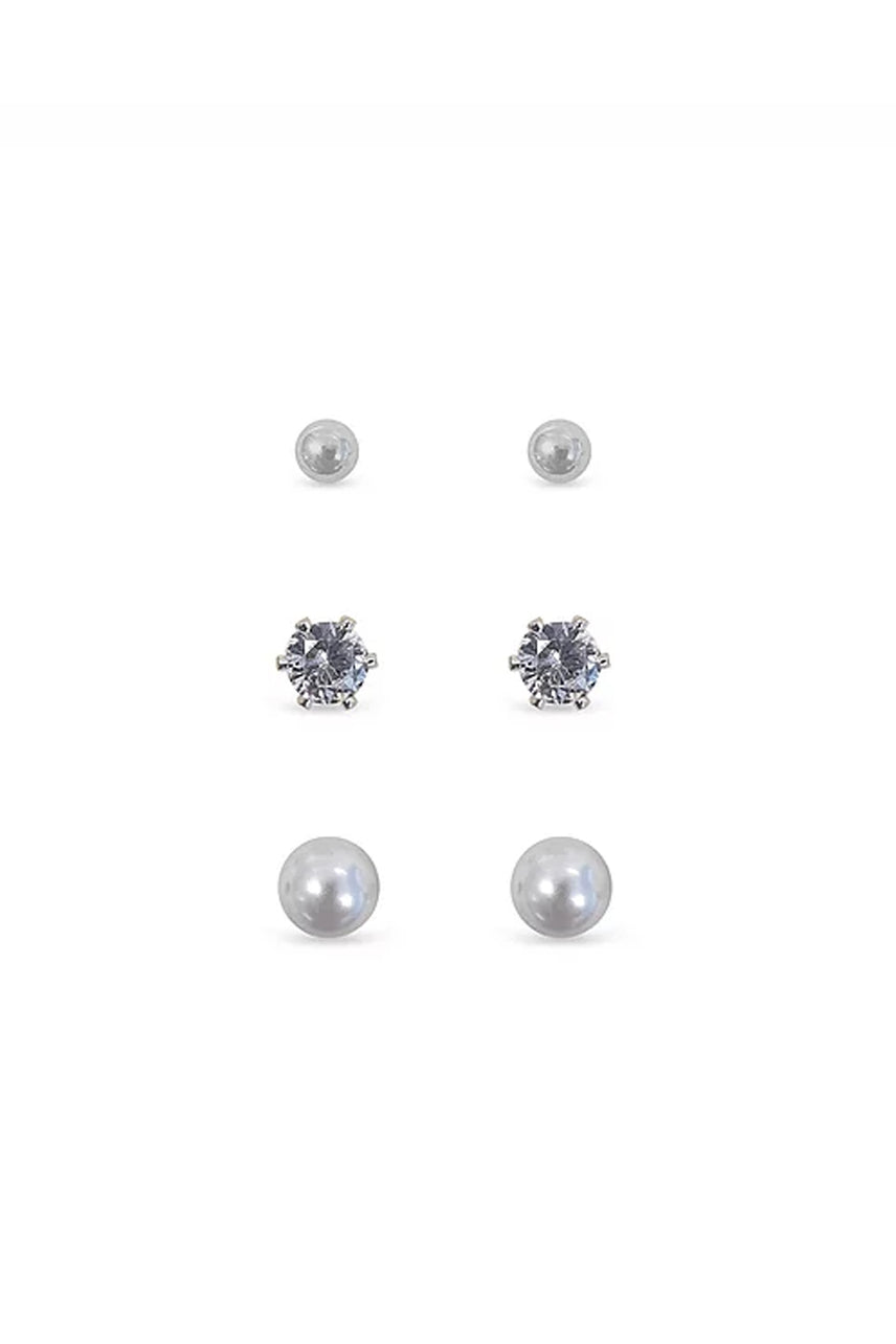 EarSense FC704 Large Silver Ball, Cubic Zirconia & Pearl Trio - Life Pharmacy St Lukes