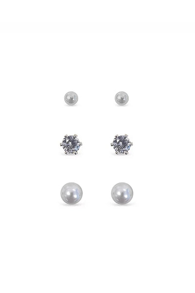 EarSense FC704 Large Silver Ball, Cubic Zirconia & Pearl Trio - Life Pharmacy St Lukes