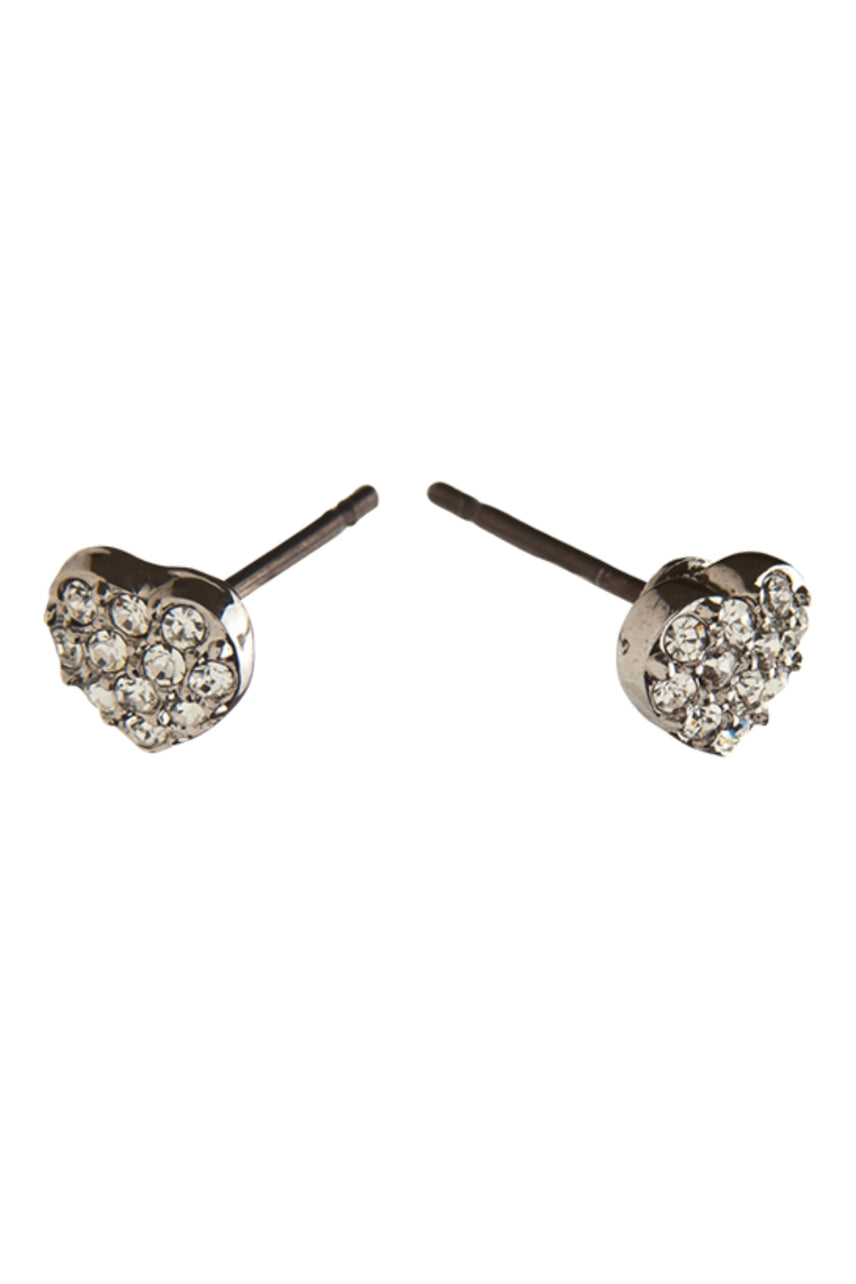 EURO Silver Heart Pave Set With Clear Crystals Studs - Life Pharmacy St Lukes