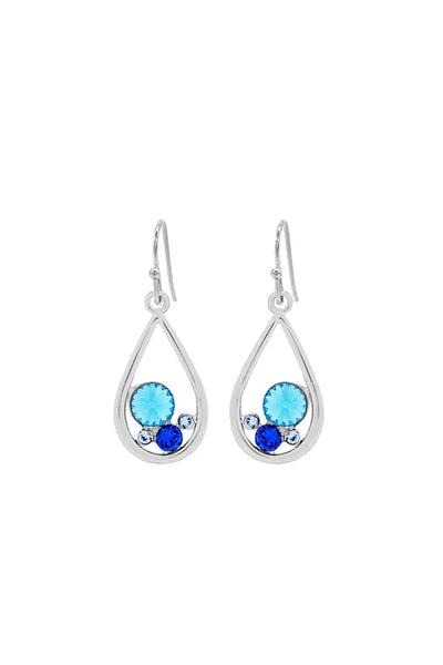 Earsense F366 20mm Silver Swarovski Blue Multi Crystal Teardrops - Life Pharmacy St Lukes