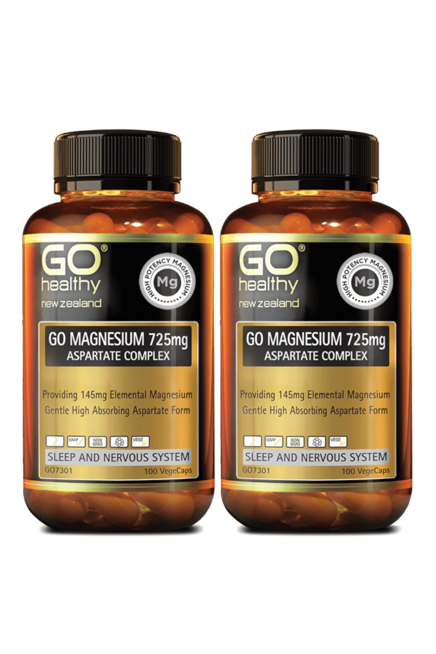 GO HEALTHY Magnesium Aspartate Complex 725mg 2x100vcaps Twin Pack - Life Pharmacy St Lukes
