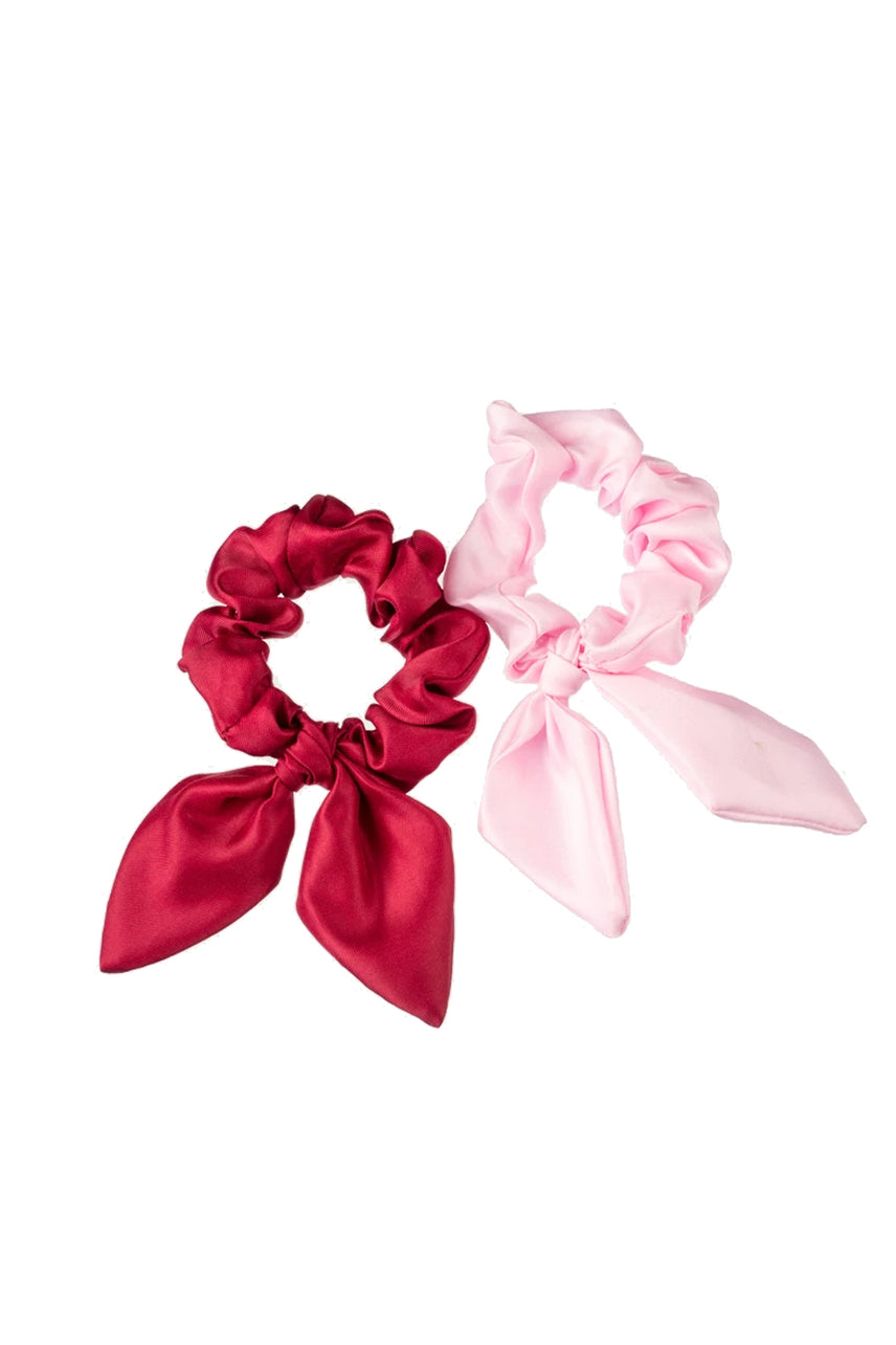 MITA HS4704CD Pink Lady & Pompeian Red Satin Scrunchie Bows 2 Pack - Life Pharmacy St Lukes