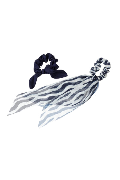 MITA HS4694CD Royal Blue Stripe Scrunchie Scarf & Scrunchie Bow 2 Pack - Life Pharmacy St Lukes