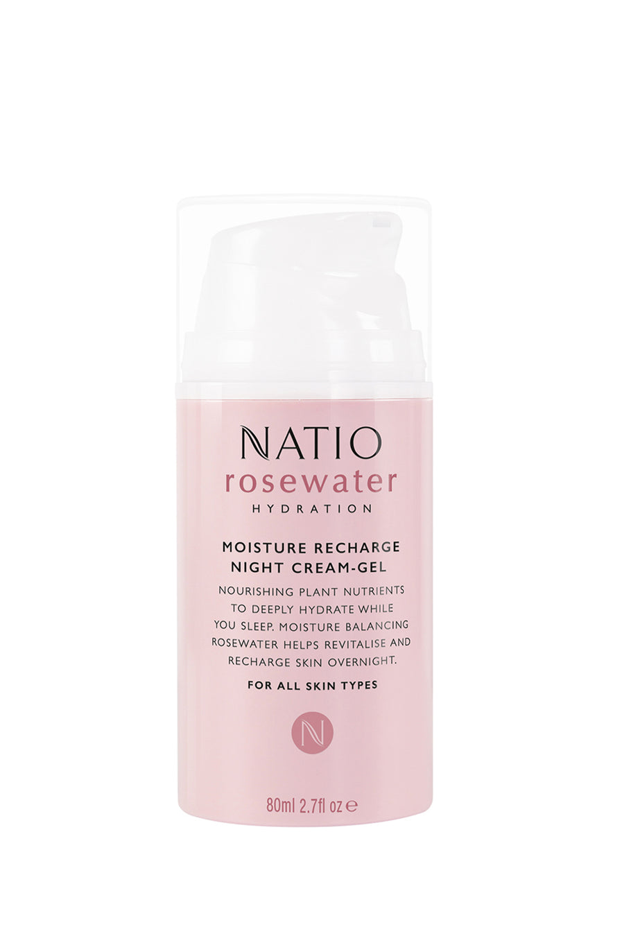 NATIO Rosewater Hydration Moisture Recharge Night Cream-Gel 80ml - Life Pharmacy St Lukes