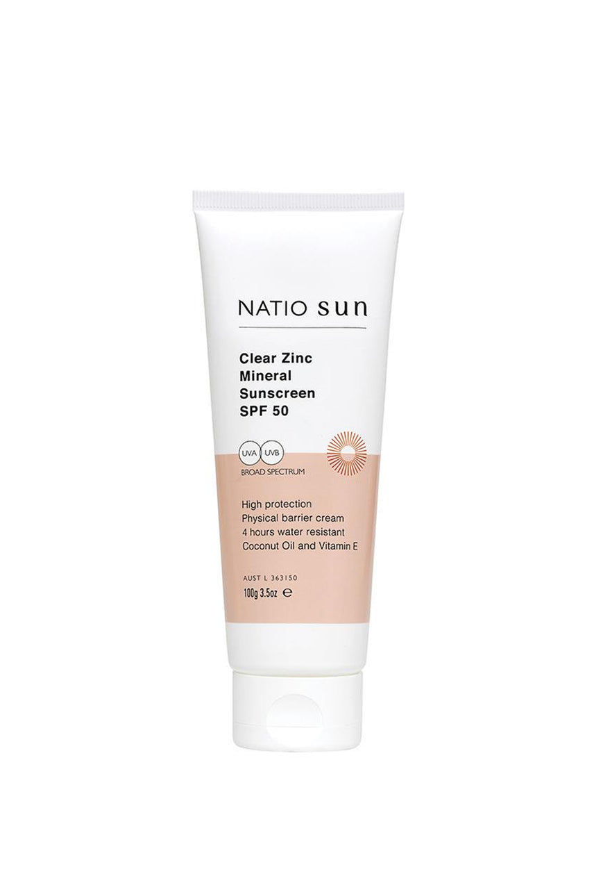 NATIO Clear Zinc Mineral Sunscreen SPF50 100g - Life Pharmacy St Lukes