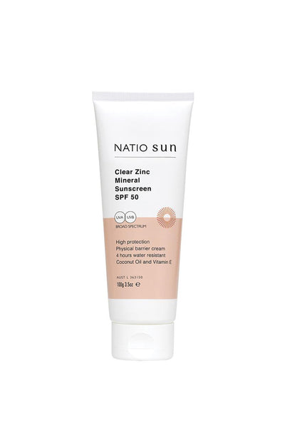 NATIO Clear Zinc Mineral Sunscreen SPF50 100g - Life Pharmacy St Lukes