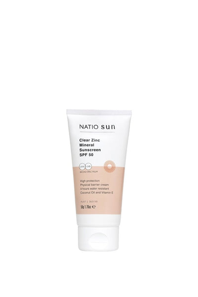 NATIO Clear Zinc Mineral Sunscreen SPF50 50g - Life Pharmacy St Lukes