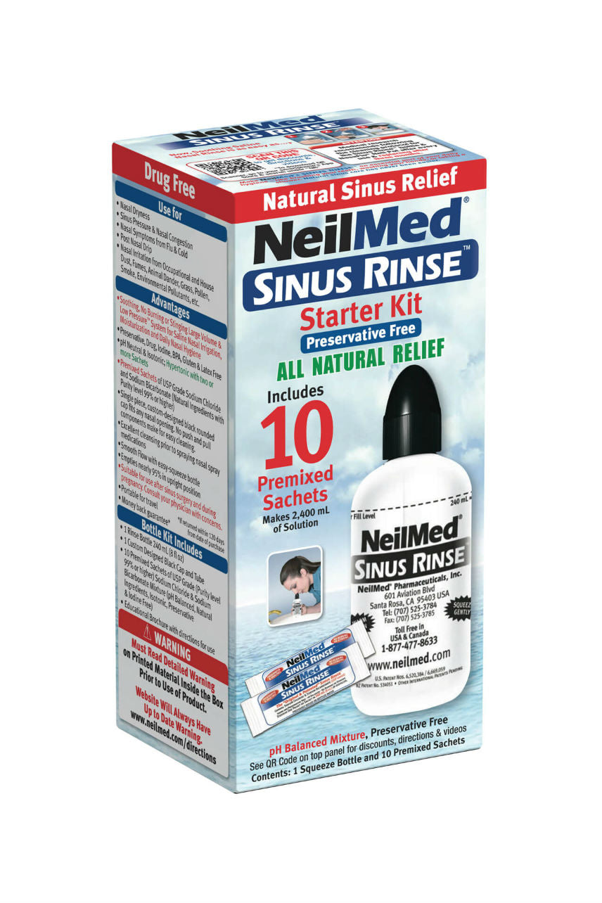 NEILMED Sinus Rinse Kit 240ml Bottle + 10 Sachets Start Kit - Life Pharmacy St Lukes