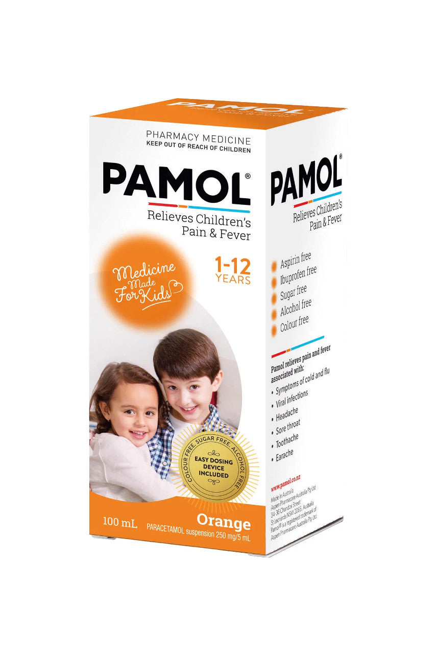 PAMOL Orange Colour Free Liquid 100ml - Life Pharmacy St Lukes