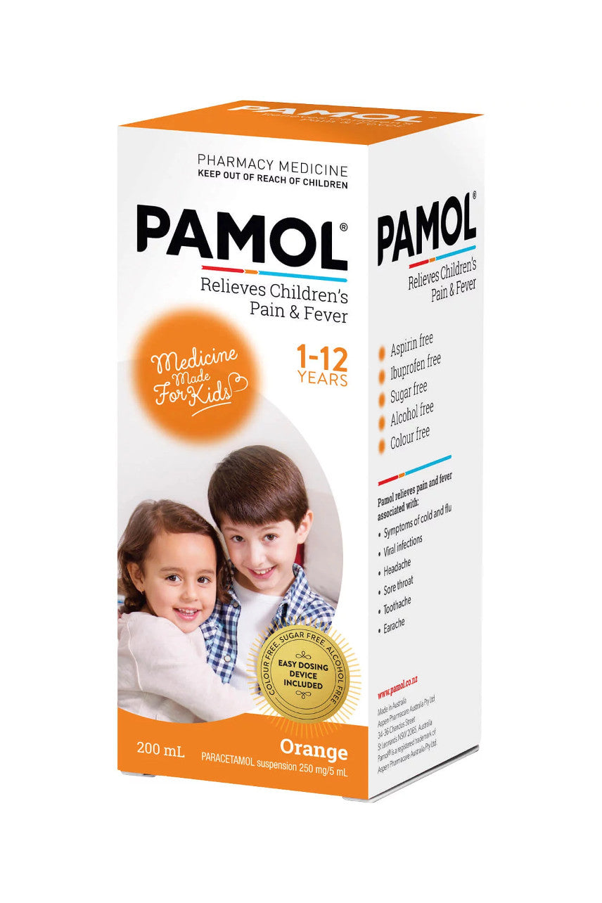 PAMOL Orange Colour Free Liquid 200ml - Life Pharmacy St Lukes