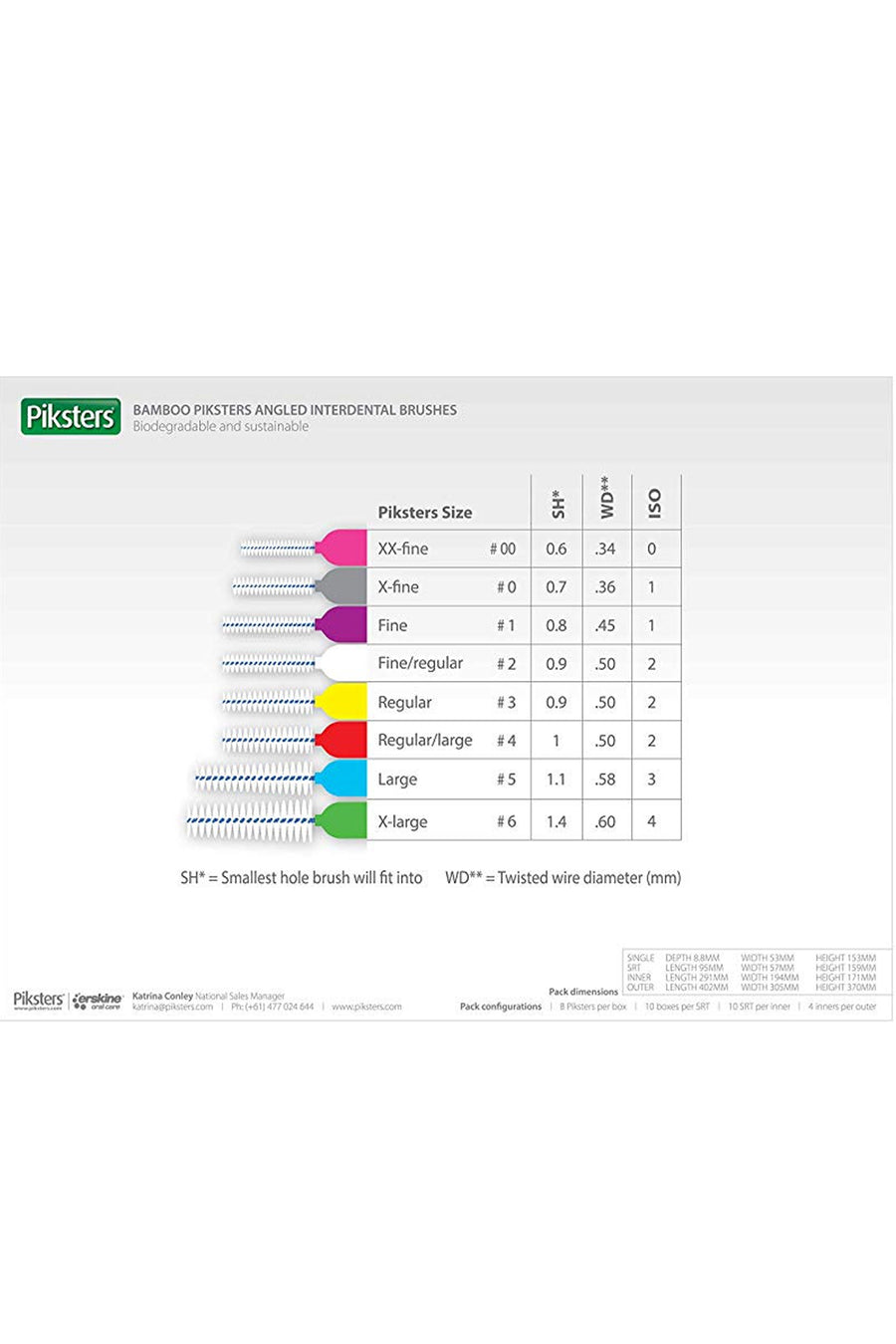 PIKSTERS Bamboo interdental Brush Right Angle Variety 4 Pack - Life Pharmacy St Lukes