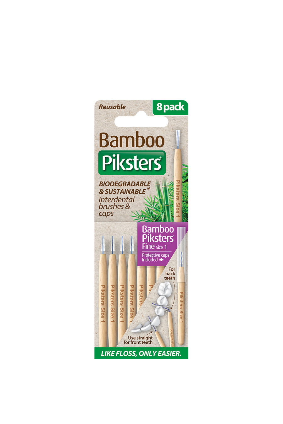 PIKSTERS Bamboo Purple Size 1 -  8 Pack - Life Pharmacy St Lukes