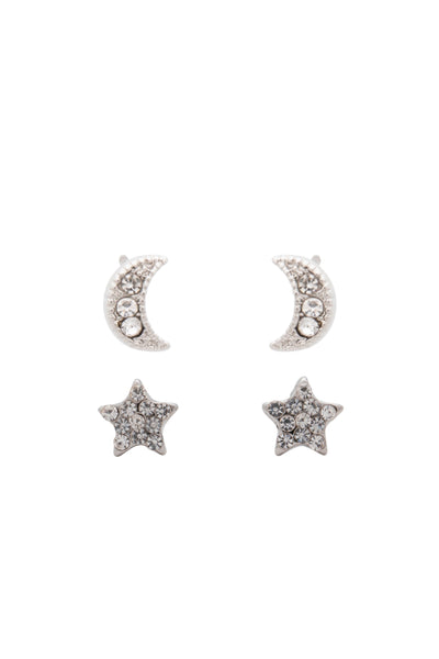 EURO 53431 Rhodium Pave Star + Moon Double Studs - Life Pharmacy St Lukes