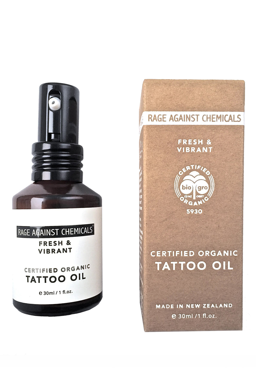 RAGE AGAINST CHEMICALS Tattoo Oil for Women - Certified Organic - Fresh & Vibrant 30ml - Life Pharmacy St Lukes