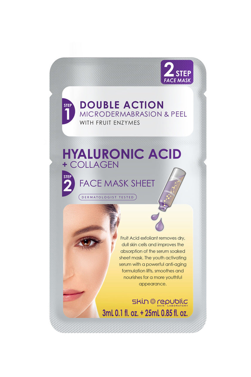 SKIN REPUBLIC 2Step Hyaluronic Acid & Collagen Mask - Life Pharmacy St Lukes