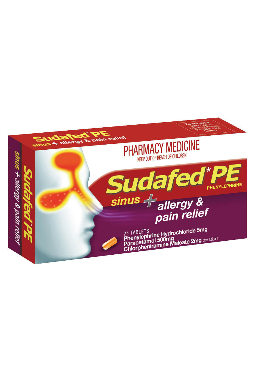 SUDAFED PE Sinus Allergy & Pain 24 Tabs - Life Pharmacy St Lukes
