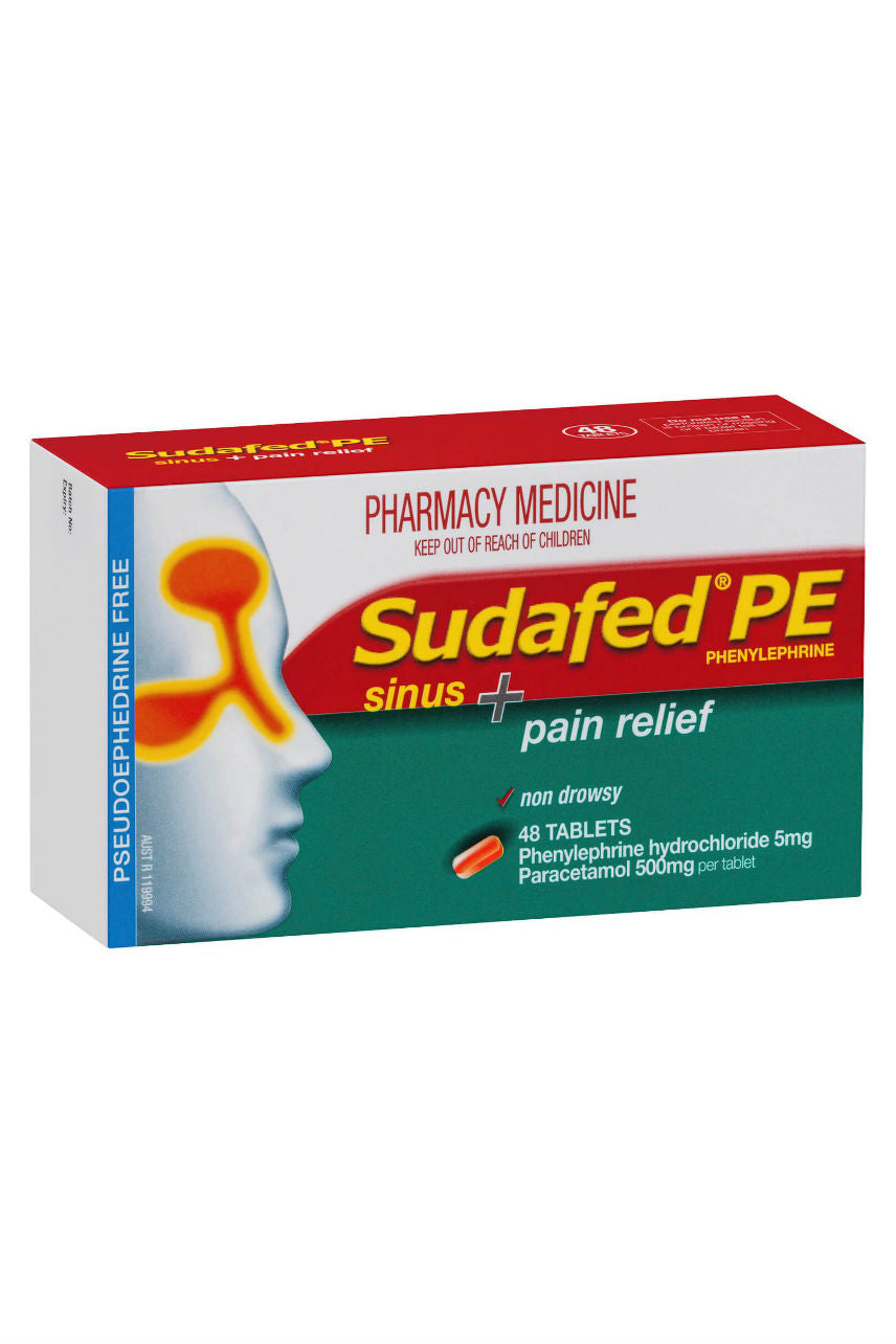 SUDAFED PE Sinus + Pain Relief 48 Tabs - Life Pharmacy St Lukes