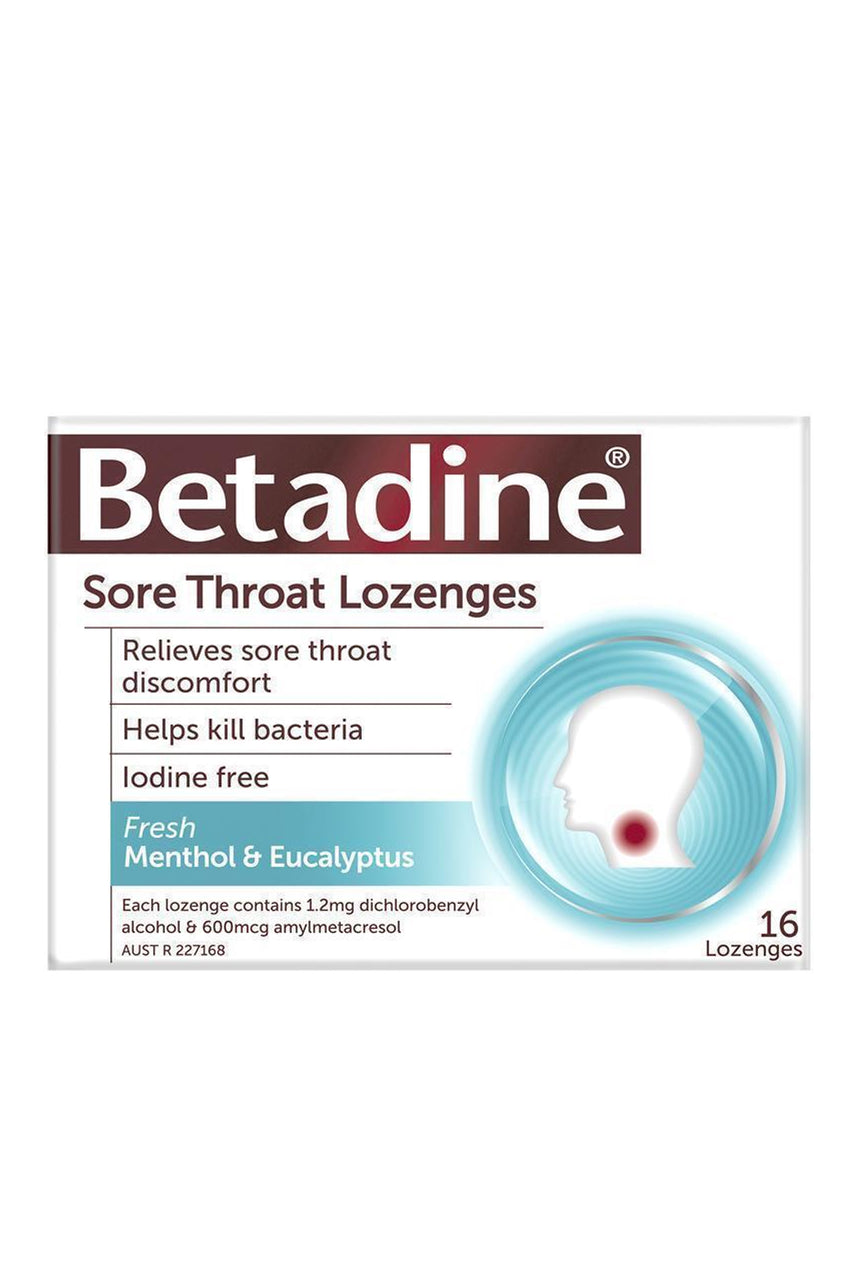 BETADINE Sore Throat Lozenges Menthol & Eucalyptus 16 - Life Pharmacy St Lukes