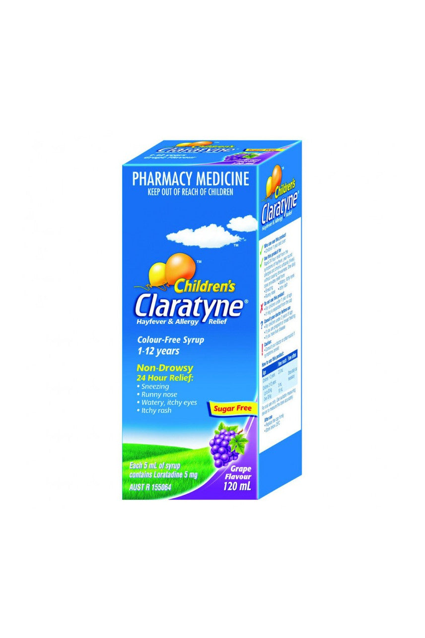 CLARATYNE Child Syrup 5mg/5ml Grape 120ml - Life Pharmacy St Lukes