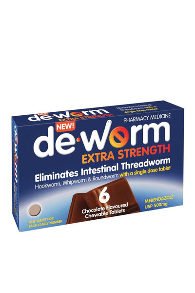 DE-WORM 500mg 6 Chewable Chocolate Tablets - Life Pharmacy St Lukes