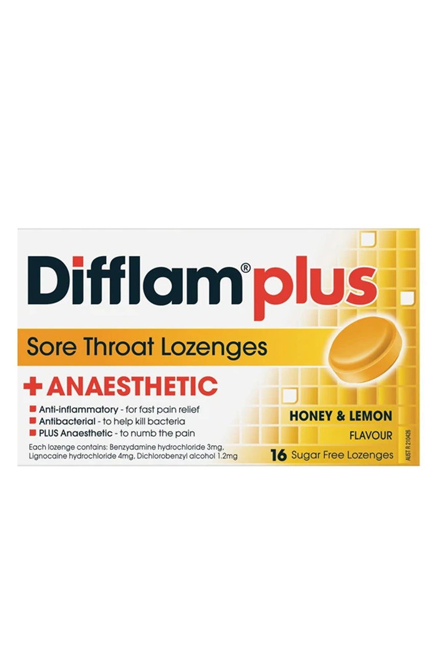 DIFFLAM Lozenge Plus Anaesthetic Honey & Lemon 16s - Life Pharmacy St Lukes