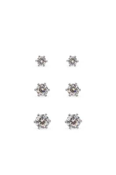 EarSense FA632S Silver Cubic Zirconia Trio 4,5,6mm Studs - Life Pharmacy St Lukes